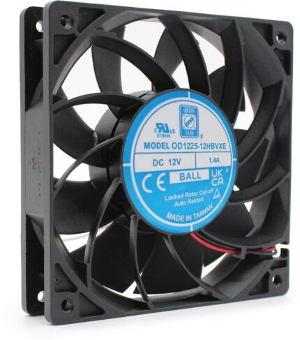 8033995429 OD1225-48HBVXE, Fan Tubeaxial 48VDC Square - 120mm L x 120mm H Ball 158.7 CFM (4.49m³/min) 2 Wire Leads Hirschmann