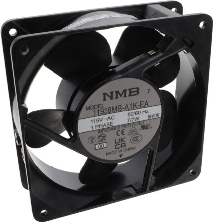 8033831526 11938MB-A1K-EA-00, Fan Tubeaxial 115VAC Square - 119mm L x 119mm H Ball 67.0 CFM (1.88m³/min) 2 Terminals Hirschmann