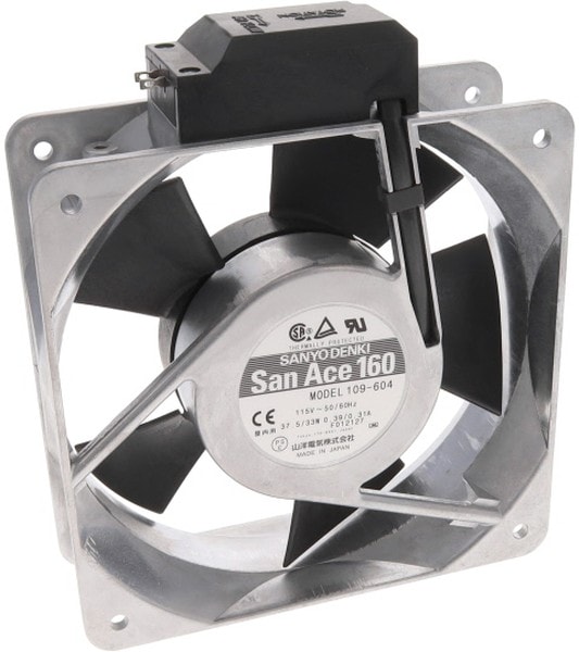 doc050023180 8006095576 109-604, Fan Tubeaxial 115VAC Square - 160mm L x 160mm H Ball 300.4 CFM (8.41m³/min) 2 Terminals Hirschmann — изображение 1