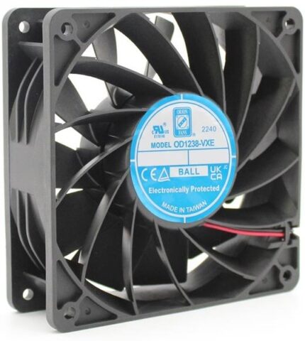 8033836152 OD1238-48HHBVXE10A, Fan Tubeaxial 48VDC Square - 120mm L x 120mm H Ball 258.8 CFM (7.27m³/min) 4 Wire Leads Hirschmann