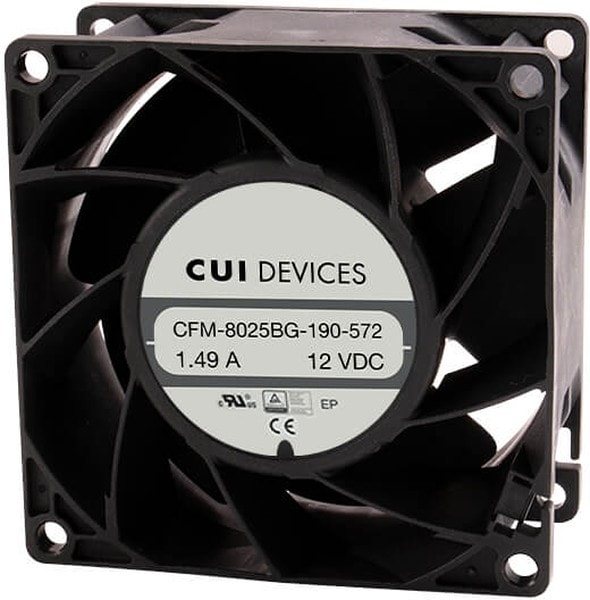 doc050027165 8033928893 CFM-8025BG-180-546-20, Fan Tubeaxial 12VDC Square - 80mm L x 80mm H Ball 82.7 CFM (2.32m³/min) 3 Wire Leads Hirschmann — изображение 1