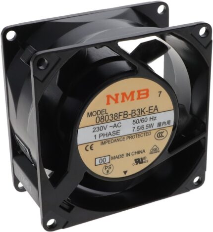 8033834549 08038FB-B3K-EA-00, Fan Tubeaxial 230VAC Square - 80mm L x 80mm H Ball 28.0 CFM (0.784m³/min) 2 Terminals Hirschmann