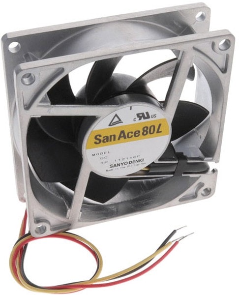 doc050040161 8033838233 9LG0812F4001, Fan Tubeaxial 12VDC Square - 80mm L x 80mm H Ball 32.5 CFM (0.910m³/min) 3 Wire Leads Hirschmann — изображение 1