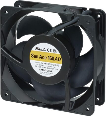 8025834382 9ADW1601P5H003, EC Fans AC, DC Axial Fan, 160x160x51mm, 100-240VAC, Splash Proof, Tach/PWM, IP56 Hirschmann