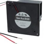 8033861164 109BF12HA2, Fan Blower 12VDC Square/Rounded - 120mm L x 120mm H Ball 27.5 CFM (0.770m³/min) 2 Wire Leads Hirschmann