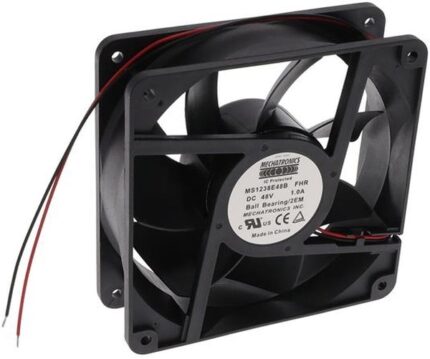 8006139201 MS1238E48B-FHR-2EM, Fan Tubeaxial 48VDC Square - 120mm L x 120mm H Ball 271.1 CFM (7.59m³/min) 2 Wire Leads Hirschmann