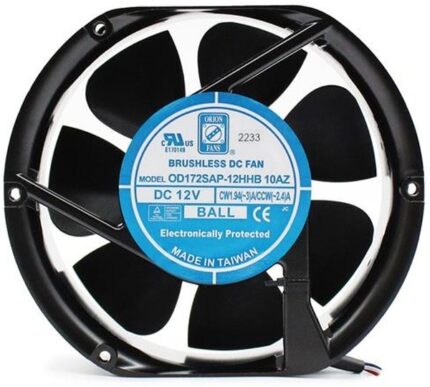 8033869666 OD172SAP-48HHB10AZX, Fan Tubeaxial 48VDC Rectangular/Rounded - 172mm L x 152mm H Ball 310.0 CFM (8.68m³/min) 4 Wire Leads Hirschmann