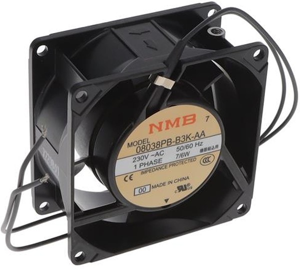 doc050253405 8033886967 08038PB-B3K-AA-00, Fan Tubeaxial 230VAC Square - 80mm L x 80mm H Ball 26.0 CFM (0.728m³/min) 2 Terminals Hirschmann — изображение 1
