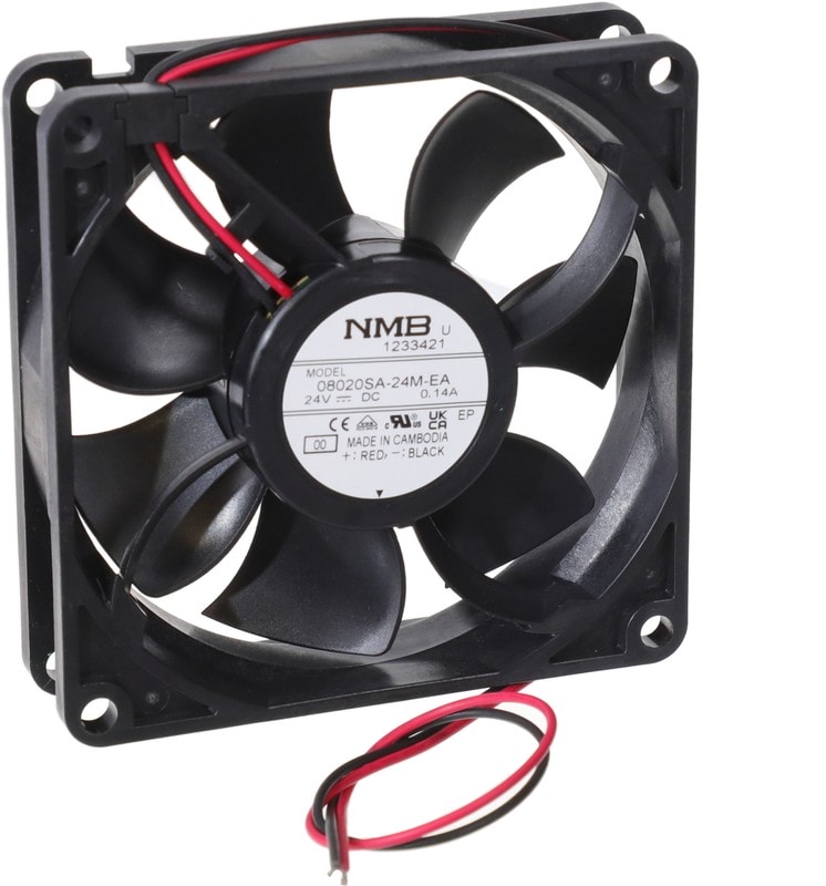 doc050287905 8033893396 08020SA-24M-EA-00, Fan Tubeaxial 24VDC Square - 80mm L x 80mm H Ball 39.9 CFM (1.12m³/min) 2 Wire Leads Hirschmann — изображение 1