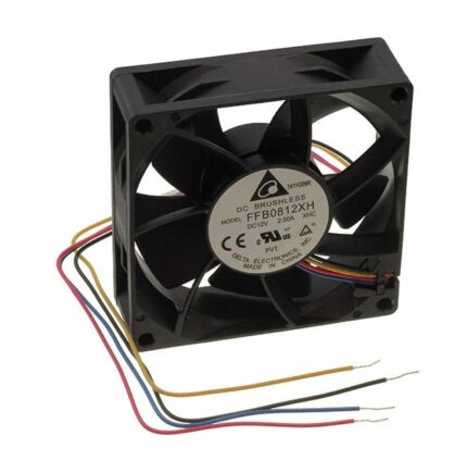 8033896552 FFB0812XHXHC, Fan Tubeaxial 12VDC Square - 80mm L x 80mm H Ball 92.7 CFM (2.60m³/min) 4 Wire Leads Hirschmann