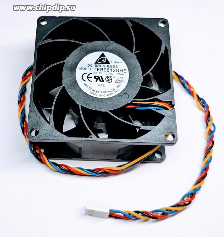 doc050305751 9000757778 Вентилятор Delta Electronics TFB0812UHE, 80x38мм, 12V, 2.34A, OEM, 4 pin Hirschmann — изображение 1