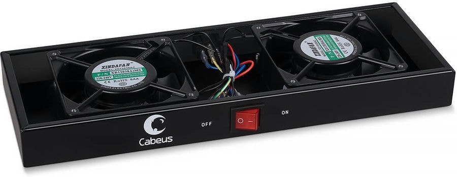 doc050311410 8034818183 Cabeus TRAY-FAN2-BK Модуль вентиляторный с 2-я вентиляторами для установки в настенные шкафы серии SH-05F, цвет черный (RAL9004) Hirschmann — изображение 1