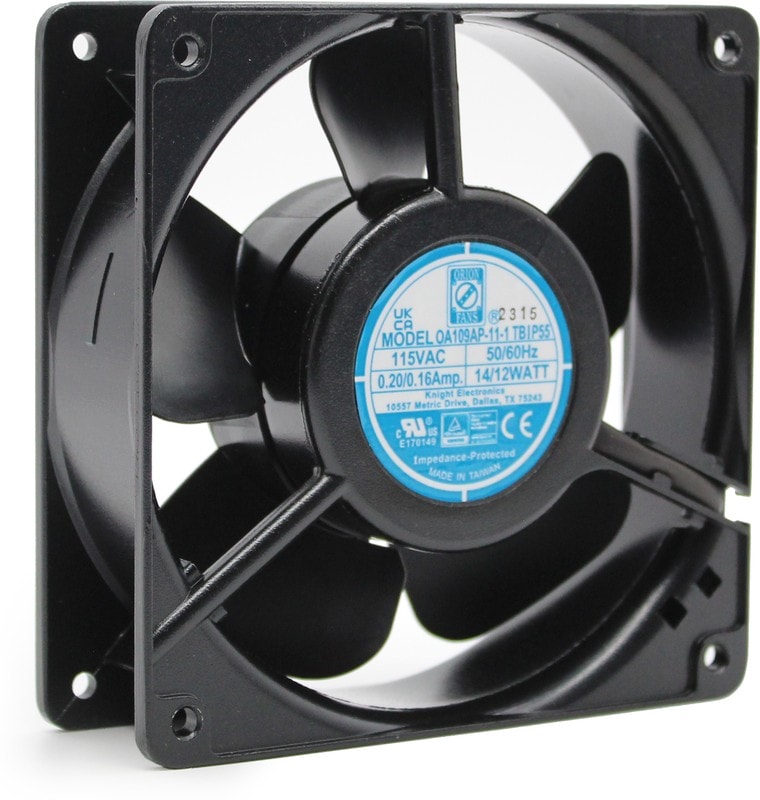 doc050318837 8033901731 OA109AP-11-1WBIP55, Fan Tubeaxial 115VAC Square - 120mm L x 120mm H Ball 104.0 CFM (2.91m³/min) 2 Wire Leads Hirschmann — изображение 1
