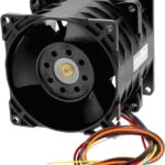 8033923300 08080EA-12S-EUE-C, Fan Tubeaxial (Dual) 12VDC Square - 80mm L x 80mm H Ball 171.0 CFM (4.79m³/min) 4 Wire Leads Hirschmann