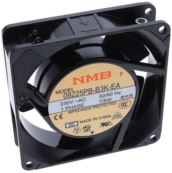 doc050410011 8033924338 09225PB-B3K-EA-00, Fan Tubeaxial 230VAC Square - 92.5mm L x 92.5mm H Ball 28.0 CFM (0.784m³/min) 2 Terminals Hirschmann — изображение 1