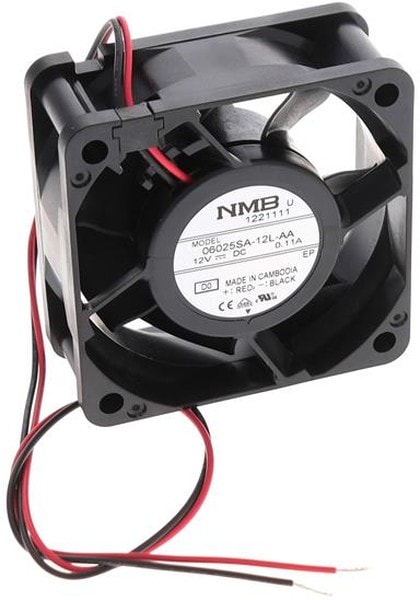 8033943192 06025SA-12L-AA-D0, Fan Tubeaxial 12VDC Square - 60mm L x 60mm H Ball 16.9 CFM (0.473m³/min) 2 Wire Leads Hirschmann