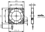 8964686623 MFB25B05, DC Axial Fan, 5 V, Square, 25 mm, 6 mm, Ball Bearing, 0.81 CFM Hirschmann — изображение 2