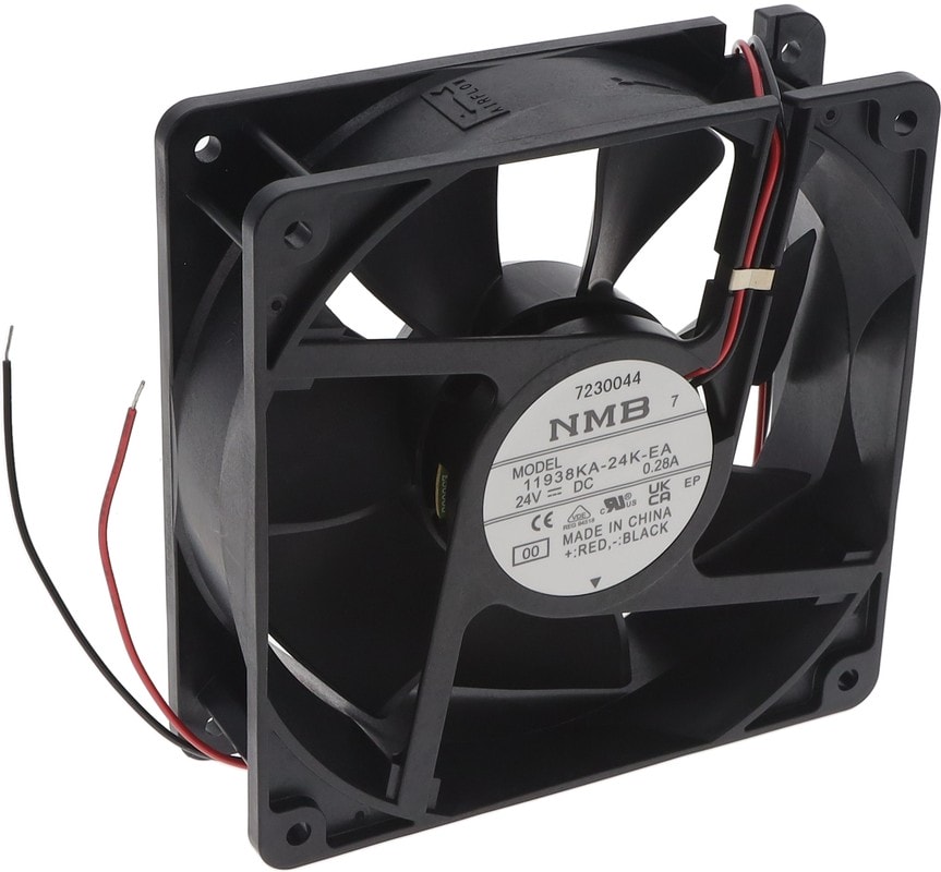 doc050680100 8033977599 11938KA-24K-EA-00, Fan Tubeaxial 24VDC Square - 119mm L x 119mm H Ball 97.0 CFM (2.72m³/min) 2 Wire Leads Hirschmann — изображение 1