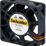 8033983245 9WFA0624G6D001, Fan Tubeaxial 24VDC Square - 60mm L x 60mm H Ball 27.9 CFM (0.781m³/min) 3 Wire Leads Hirschmann