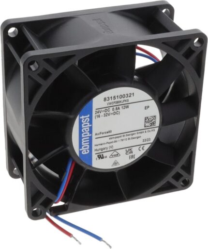 8046487831 8315100321,DC Axial Fan, 24 V, Square, 80 mm, 38.15 mm, Ball Bearing, 80 CFM Hirschmann