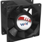 8034036550 DC0803812V2B-BT0, Fan Tubeaxial 12VDC Square - 80mm L x 80mm H Ball 130.0 CFM (3.64m³/min) 4 Wire Leads Hirschmann