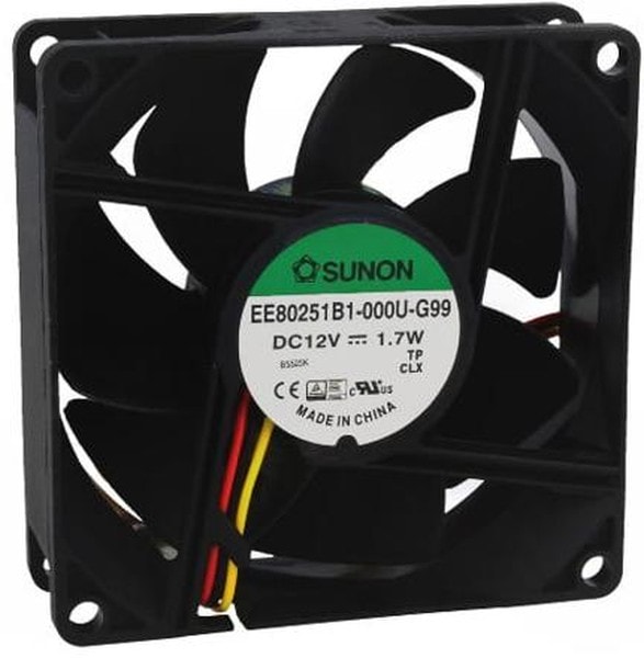 doc050903492 8007034240 EE80251B1-000U-G99, Вентилятор осевой, 12В DC, 80x80x25мм, пошипник качения, 69,7куб.м/ч, 33дБА, 28AWG Hirschmann — изображение 1