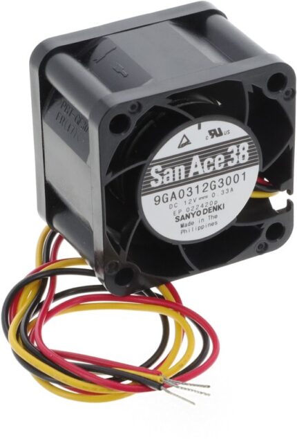 8034040592 9GA0312G3001, Fan Tubeaxial 12VDC Square - 38mm L x 38mm H Ball 15.9 CFM (0.445m³/min) 3 Wire Leads Hirschmann
