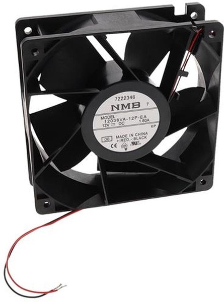 doc051085345 8034058793 12038VA-12P-EA-00, Fan Tubeaxial 12VDC Square - 120mm L x 120mm H Ball 189.9 CFM (5.32m³/min) 2 Wire Leads Hirschmann — изображение 1