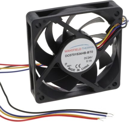 8034061136 DC0701524H2B-BT0, Fan Tubeaxial 24VDC Square - 70mm L x 70mm H Ball 33.5 CFM (0.938m³/min) 4 Wire Leads Hirschmann