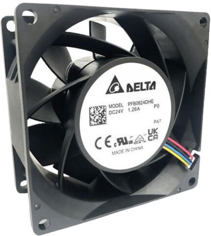 8025285629 PFB0824DHEP0, DC Fans DC Axial Fan, 80x80x38mm, 24VDC, 132.56CFM, 30.24W, 65dBA, 9000RPM, Tach/PWM Hirschmann
