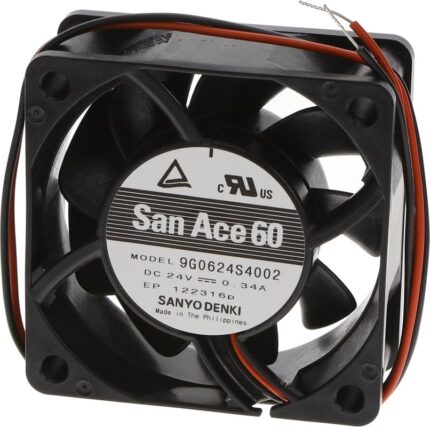 8034183791 9G0624S4002, Fan Tubeaxial 24VDC Square - 60mm L x 60mm H Ball 49.4 CFM (1.38m³/min) 2 Wire Leads Hirschmann