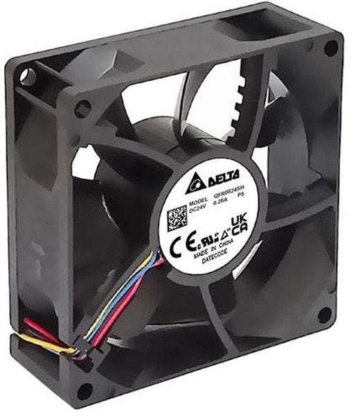 doc051318013 8034715533 QFR0824SHP5, Fan Tubeaxial 24VDC Square - 80mm L x 80mm H Ball 52.4 CFM (1.47m³/min) 4 Wire Leads Hirschmann — изображение 1