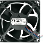 8018684830 AUB0812H-E, DC Fans DC Blower, 80x80x25mm, 12VDC, 11.38CFM, 5.28W, 43dBA, 6000RPM, Sleeve, Tach Hirschmann