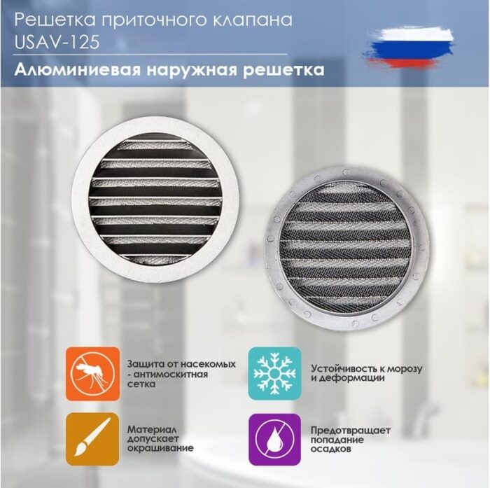 8013812374 Приточный клапан КИВ-125 500 мм, с теплошумоизоляцией и круглой наружной металлической решеткой 24002КИВ Hirschmann — изображение 7