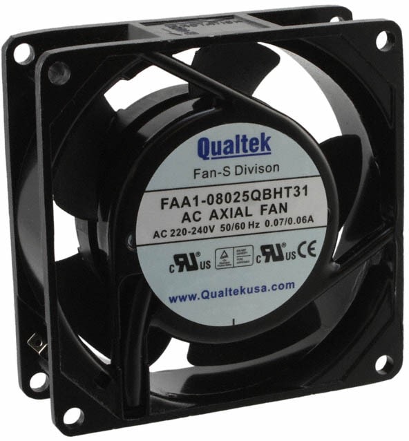 doc051812650 8005915095 FAA1-08025QBHT31, Fan Tubeaxial 230VAC Square - 80mm L x 80mm H Ball 21.0 CFM (0.588m³/min) 2 Terminals Hirschmann — изображение 1