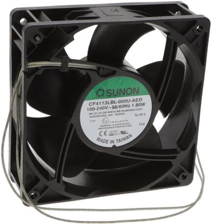 8006537402 CF4113LBL-000U-AED, Fan Tubeaxial 100/240VAC Square - 120mm L x 120mm H Ball 64.3 CFM (1.80m³/min) 2 Wire Leads Hirschmann