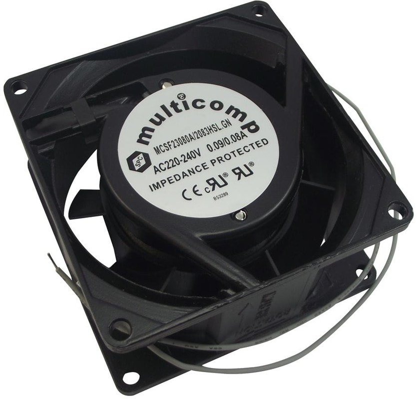 doc052069366 8564535089 SF23080A/2083HSL.GN, AC Axial Fan, 220V to 240V, Square, 80 mm, 38 mm, Sleeve Bearing, 30 CFM Hirschmann — изображение 1