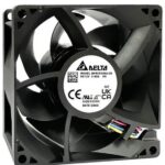 8037210627 QFR0812MJ-00P6, DC Fans DC Axial Fan, 80x80x25.4mm, 12VDC, 49.1CFM, 2.88W, 43.5dBA, Tach/PWM, IP68 Hirschmann