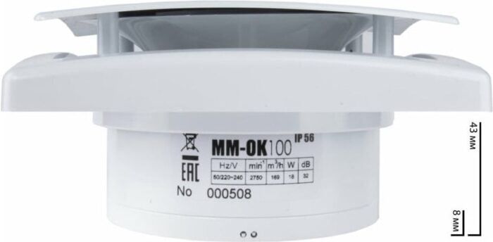 8011912477 Сверхтонкий вытяжной вентилятор для ванн Mmotors MM-OK сверхмощный 169 м3/ч 2365 Hirschmann — изображение 4