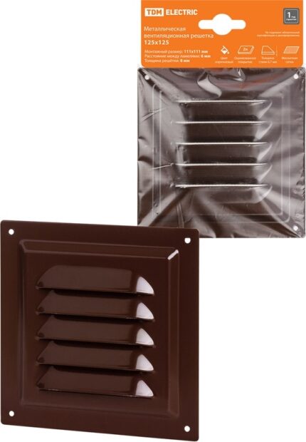 8028919998 SQ1807-0706, Решетка металл. 125х125, коричневая, с покрытием полимерной эмалью, TDM Electric Hirschmann