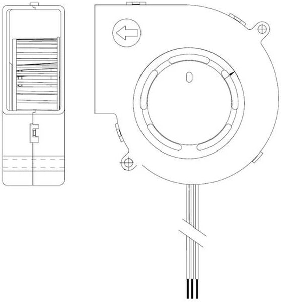 doc053129081 8004746967 BFB1012HD-04D4L, Blowers & Centrifugal Fans Blower, 100x98x20mm, 12VDC, Ball, 3x Lead Wires, Lock Rotor Sensor, PWM, IP55 Hirschmann — изображение 1