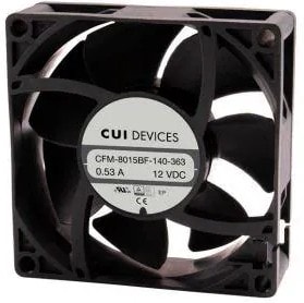 8018686091 CFM-8038BF-1150-662-22, DC Fans dc axial fan 80 mm square 38 mm 12 Vdc ball 15000 RPM 114.28 CFM TSPWM Hirschmann