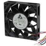 8006928709 THB1212B-AXHF, Fan Tubeaxial 12VDC Square - 120mm L x 120mm H Ball 184.2 CFM (5.16m³/min) 4 Wire Leads Hirschmann