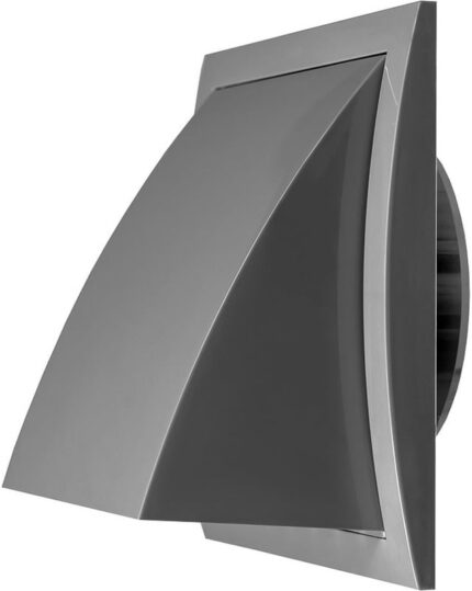 8020795942 Выход стенной вытяжной с обратным клапаном (175x175 с фланцем D100) 175К100ФВ, серый Hirschmann