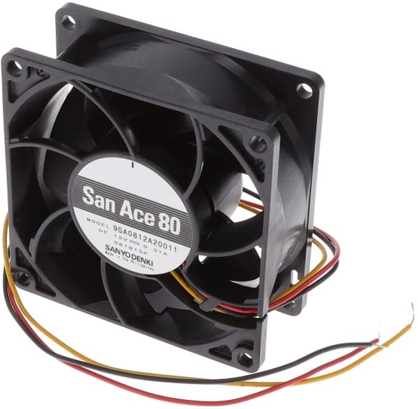 doc053924757 8006083028 9GA0812A20011, Fan Tubeaxial 12VDC Square - 80mm L x 80mm H Ball 3 Wire Leads Hirschmann — изображение 1