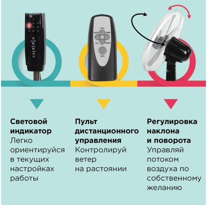 8018184298 Вентилятор напольный, 3 режима, пульт ДУ, TF-45W-40-520, d=40 см, 45 Вт, белый, 454788 Hirschmann — изображение 8