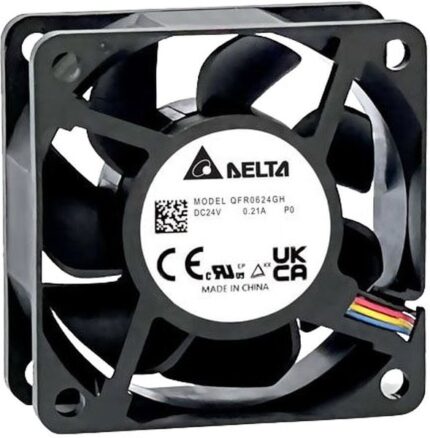 8035450679 QFR0624GHP0, DC Fans DC Axial Fan, 60x60x25mm, 24VDC, 34.78CFM, 3.84W, 47dBA, 7600RPM, Tach/PWM Hirschmann