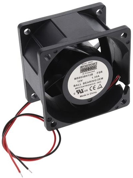 doc054176153 8005747552 MS6038H12B-FSR-2EM, Fan Tubeaxial 12VDC Square - 60mm L x 60mm H Ball 58.0 CFM (1.62m³/min) 2 Wire Leads Hirschmann — изображение 1