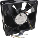 8005908443 17001157A, Fan Tubeaxial 24VDC Square - 120mm L x 120mm H Ball 110.0 CFM (3.08m³/min) 4 Wire Leads Hirschmann