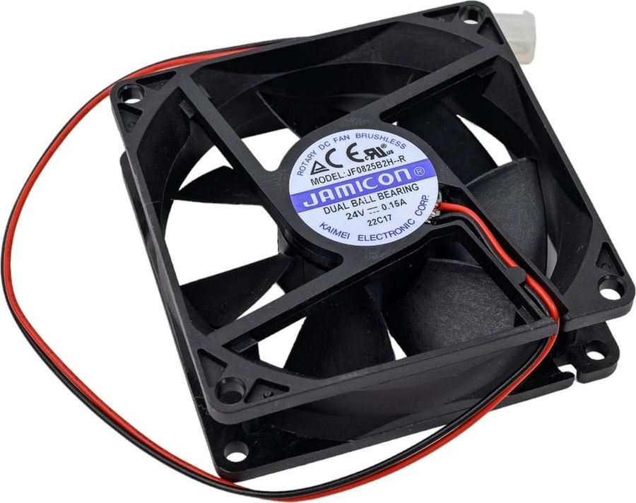 doc054450710 8037970746 JF0825B2H--R (JF0825B2H-001C066R) (3000RPM) 24V/0,13A (80x80x25) B(подшипник) CFM38,74/dBA31 вентилятор с разъемом 2 конт.MOLEX ... Hirschmann — изображение 1